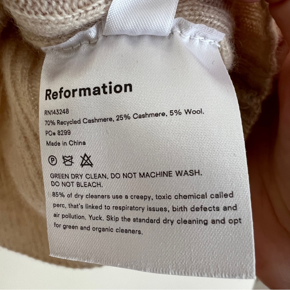 REFORMATION Cashmere Turtleneck Sweater in Sand Beige - Picture 12 of 13